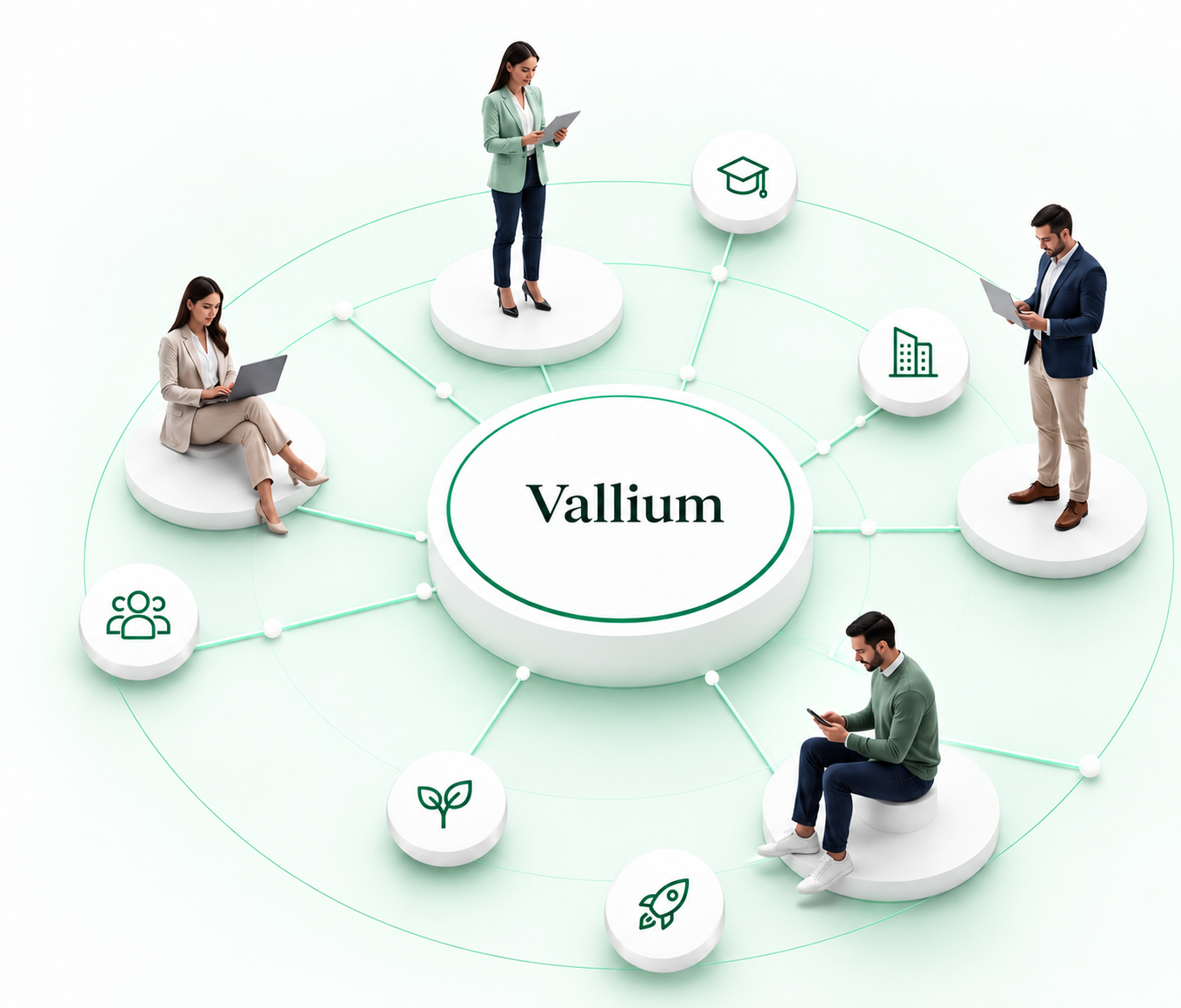 Personas, organizaciones y oportunidades conectadas alrededor de Vallium